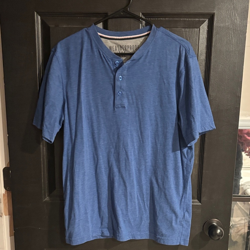 Weatherproof Men's Short-Sleeve Henley Tee in Blue